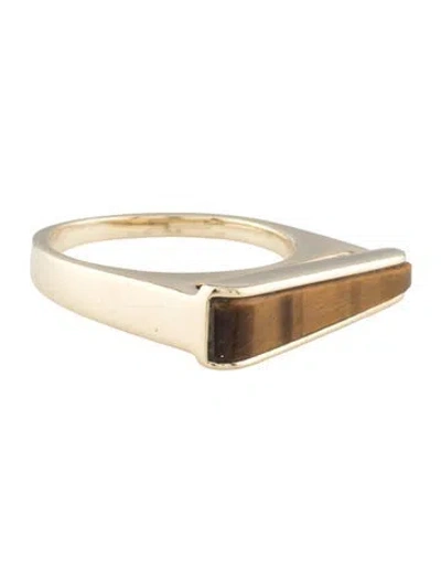 Pre-owned Ring Vintage Grosse 14k Tiger's Eye Quartz Band  In Multi