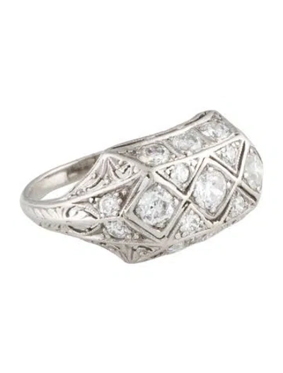 Pre-owned Ring Vintage Platinum 1.11ctw Cocktail  In Multi