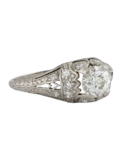 Pre-owned Ring Vintage Platinum Diamond Cocktail  In Multi