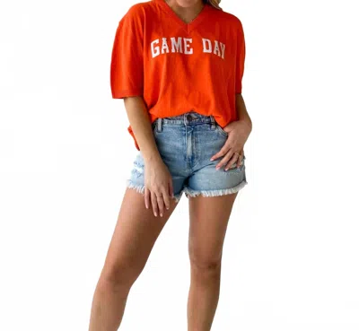 Ringstreet Game Day Short Sleeve Sweater In Orange