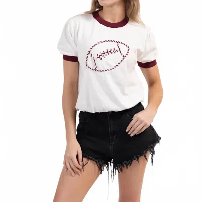 Ringstreet Stitched Football Sweater In Maroon In Multi