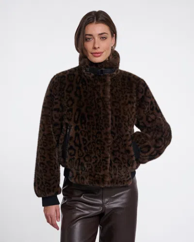 Rino And Pelle Ambra Womens Short Faux Fur Jacket In Black
