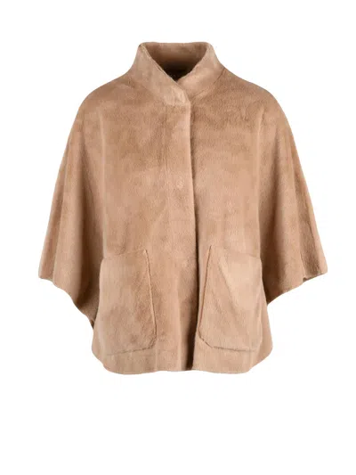 Rino And Pelle Beige Unlined Polyester Cape In Multi