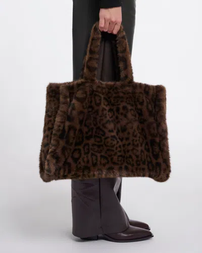 Rino And Pelle Daan Womens Big Faux Fur Shopper In Brown