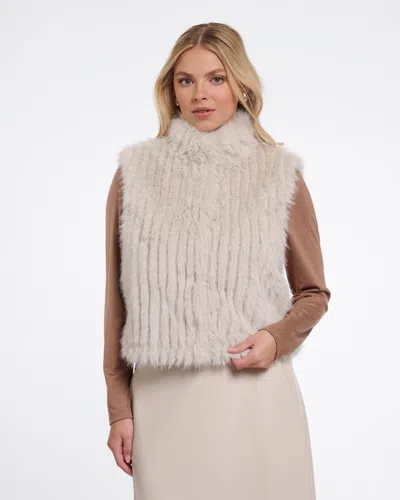 Rino And Pelle Dava Womens Faux Fur Waistcoat With Button Closure In Gray