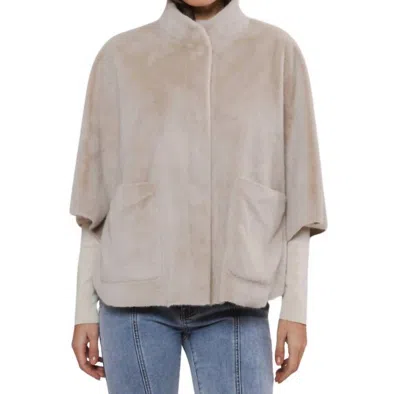 Rino And Pelle Dewi Faur Fur Cape Birch In Beige