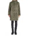Rino And Pelle Ena Faux Fur Double Breasted Coat In Green Ash In Green