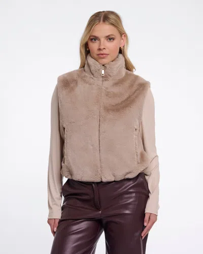 Rino And Pelle Nikki Womens Short Faux Fur Waistcoat In Neutral