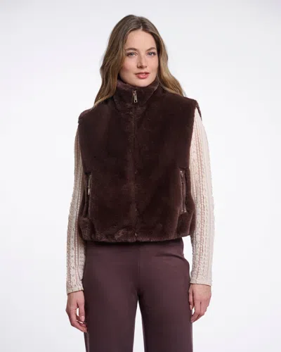 Rino And Pelle Nikki Womens Short Faux Fur Waistcoat In Burgundy