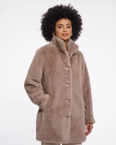 Rino And Pelle Nonna Womens Single Breasted Faux Fur Coat In Purple