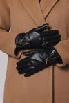 Rino And Pelle Women's Bai Leather Glove With Zipper In Black In Black