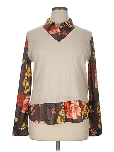 Pre-owned Rio & Rian Long Sleeve Blouse In Gray