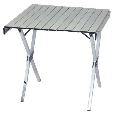Rio Brands Aluminum Expandable Roll Top Table 28 X 27 In. To 48 X 27 In. In Steel