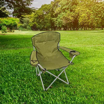 Rio Brands Camp & Go Heavy-duty Folding Quad Outdoor Camping Chair, Portable Folding Camp Chair With Wide Seat, In Green