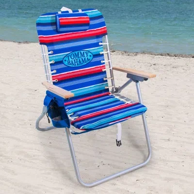 Rio Brands Tommy Bahama Hi-boy 4-position Backpack Beach Chair In Navy,red