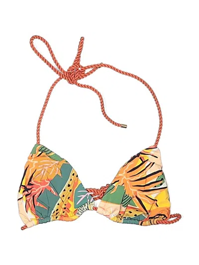Pre-owned Rio De Sol Swimsuit Top Orange Print Pattern Swimwear