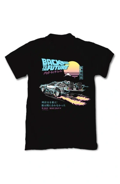 Riot Society Back To The Future Delorean Cotton Graphic T-shirt In Black