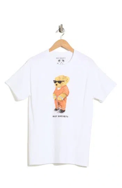 Riot Society County Teddy Cotton Graphic T-shirt In White