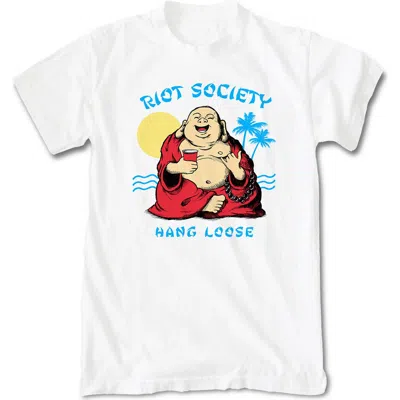 Riot Society Hang Loose Buddha Cotton Graphic T-shirt In White