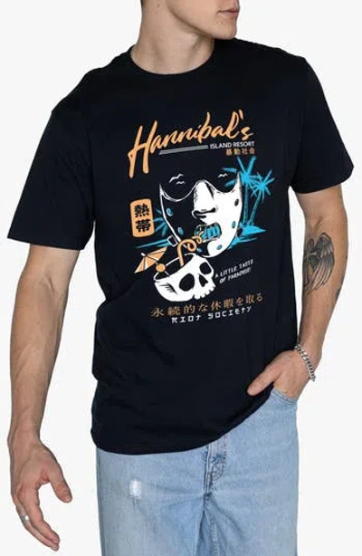 Riot Society Hannibal's Island Resort Cotton Graphic T-shirt In Black