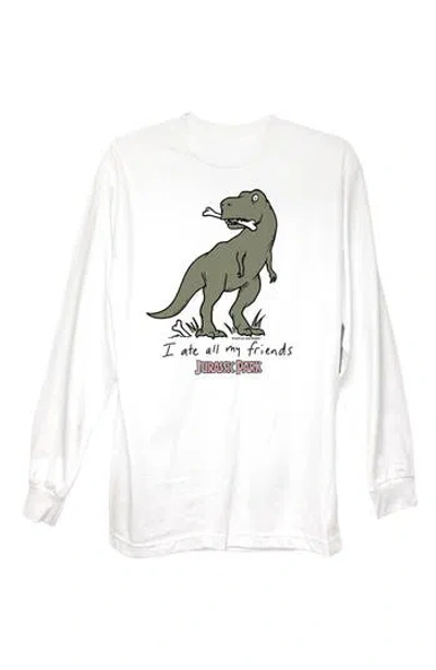 Riot Society Jurassic Park Cotton Long Sleeve Graphic Tee In White