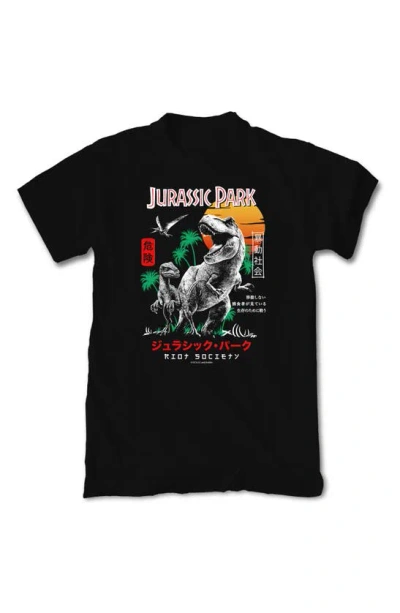 Riot Society Jurassic Park Kanji Graphic T-shirt In Black