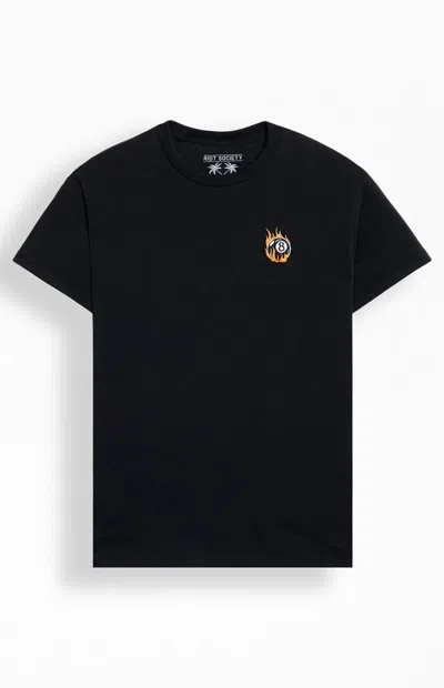 Riot Society Men's Flame 8 Ball Embroidered T-shirt In Black