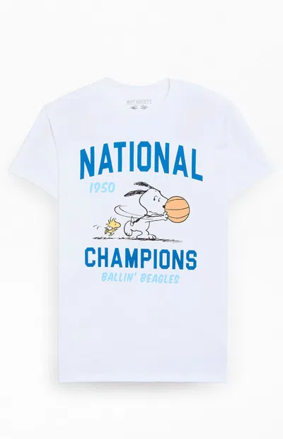 Riot Society Men's Peanuts Basketball Champions T-shirt In White