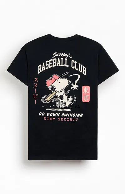 Riot Society Men's Snoopy's Baseball Club T-shirt In Black