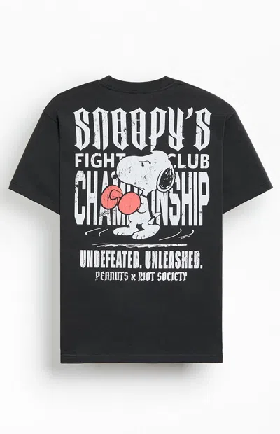 Riot Society Men's Snoopy Fight Club Champion T-shirt In Graphite In Black