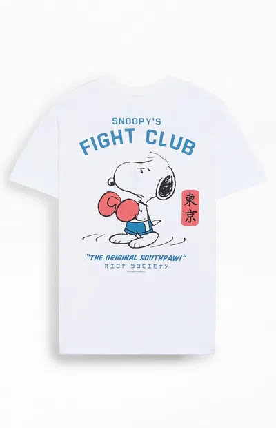 Riot Society Men's Snoopy's Fight Club T-shirt In White