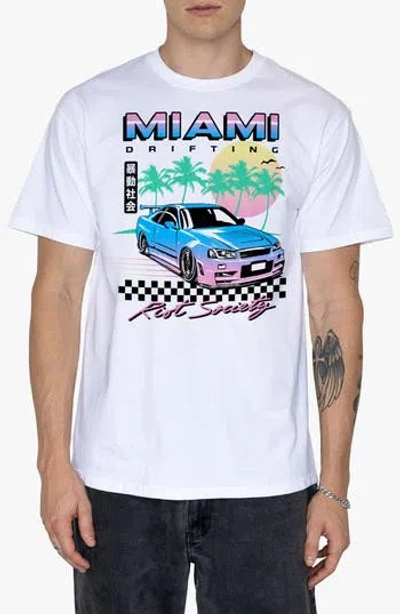 Riot Society Miami Drifting Cotton Graphic T-shirt In White