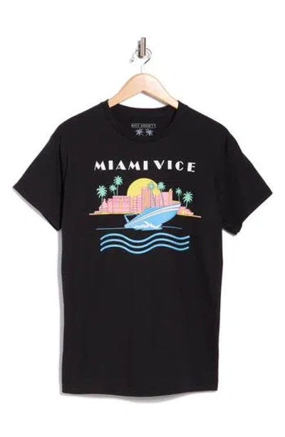 Riot Society Miami Vice Boat Cotton Graphic T-shirt In Black