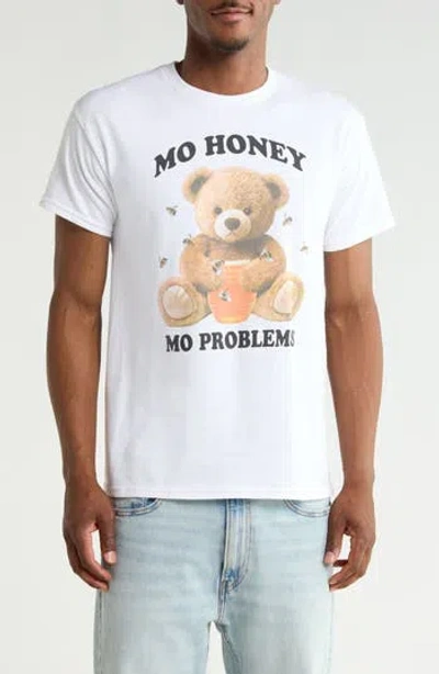 Riot Society Mo Honey Problems Bear Graphic Tee In White