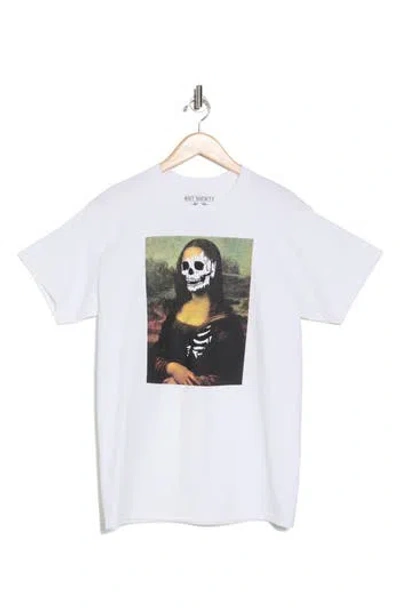 Riot Society Mona Lisa Skull Cotton Graphic T-shirt In White