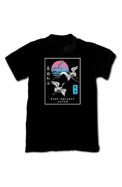 Riot Society Mt. Fuji Crane Graphic T-shirt In Black