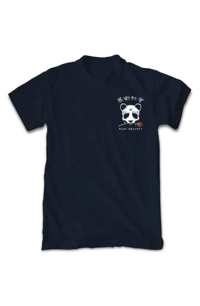 Riot Society Panda Rose Graphic T-shirt In Navy