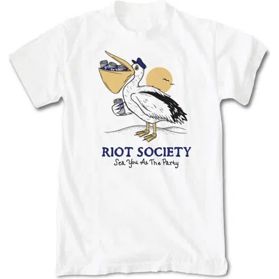 Riot Society Party Pelican Cotton Graphic T-shirt In White