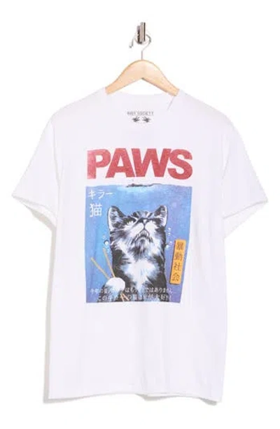 Riot Society Paws Kanji Cotton Graphic T-shirt In White