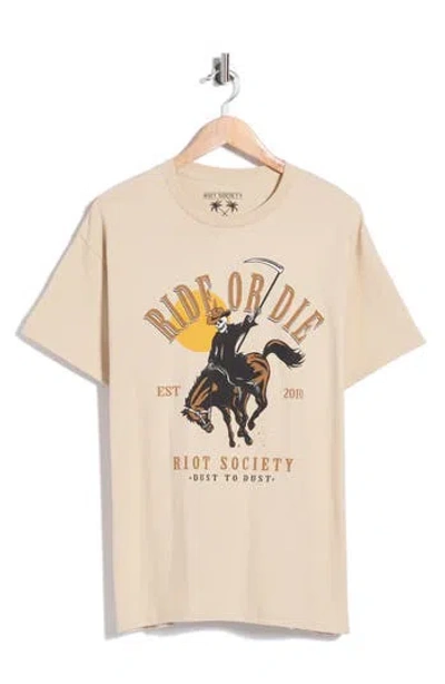 Riot Society Ride Or Die Reaper Graphic T-shirt In Neutral