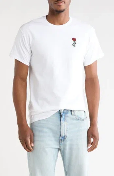 Riot Society Rose Barbed Wire Embroidered T-shirt In White