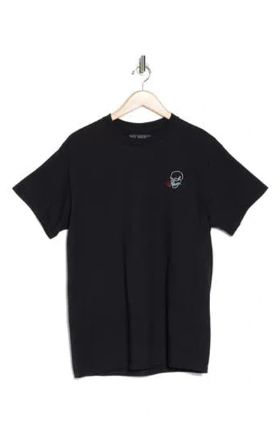 Riot Society Skull Rose Embroidered Cotton T-shirt In Black