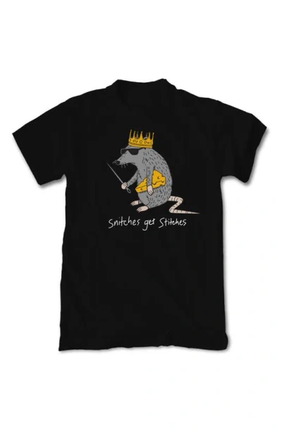 Riot Society Snitches Get Stitches Cotton Graphic Tee In Black