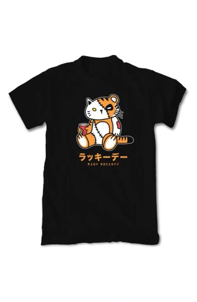 Riot Society Sugee Tiger Cat Cotton Graphic T-shirt In Black