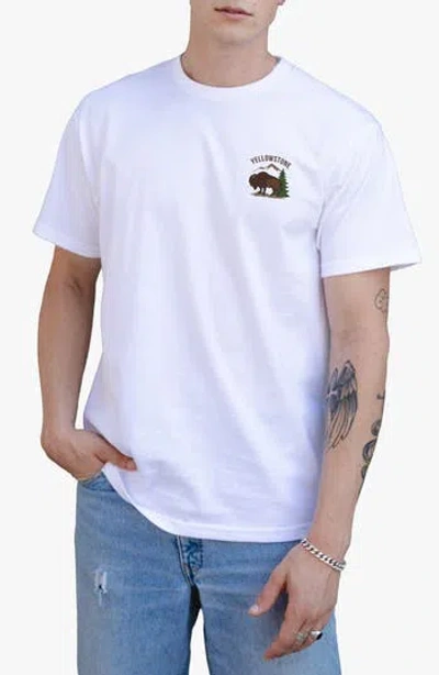 Riot Society Yellowstone Buffalo Cotton Graphic T-shirt In White