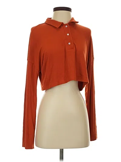 Pre-owned Riot Swim Long Sleeve Polo Shirt In Orange