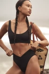 Riot Swim Dodi High Waist High Leg Ruched Bikini Bottoms In Black
