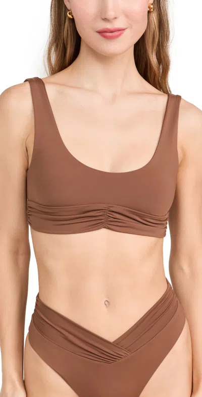 Riot Swim Pico Bikini Top Brown Sugar