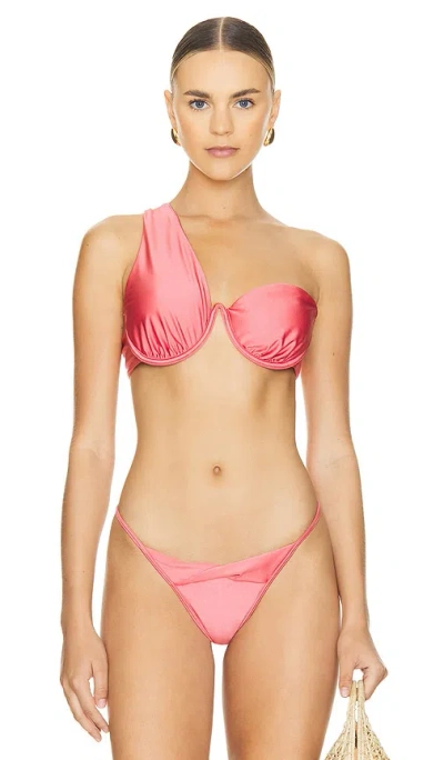 Riot Swim Underwire Twisted Strap Bikini Top In Flamingo