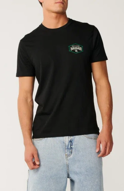 Rip Curl Aloha State Lockup Cotton Graphic T-shirt In Black